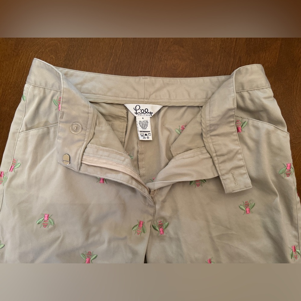 Lilly Pulitzer pants, embroidered bees